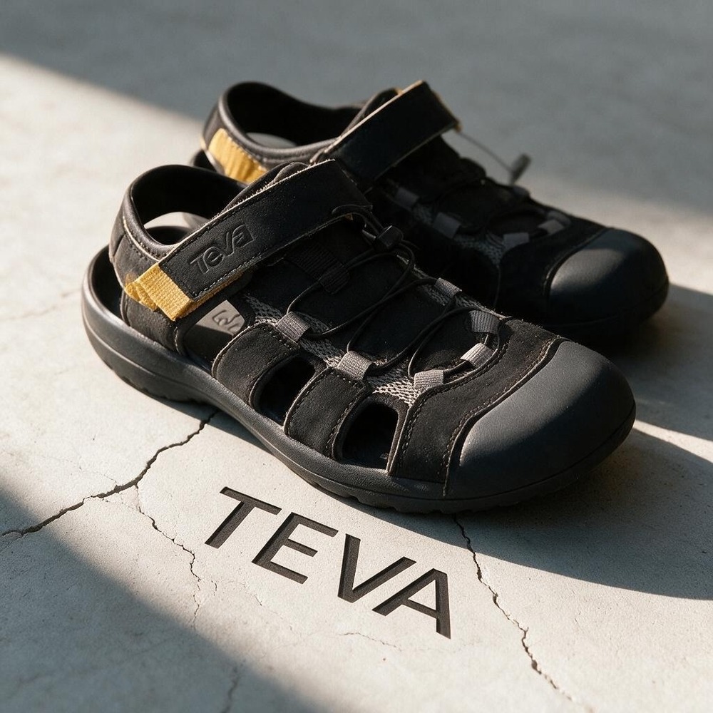 Teva Omnium 2 Leather Closed Toe Water Sandals Mens 8 Black 1118941